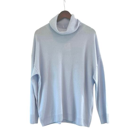 Free People Addie 100% Cashmere Turtleneck Sweater Light Blue Size Small NEW - Picture 4 of 9
